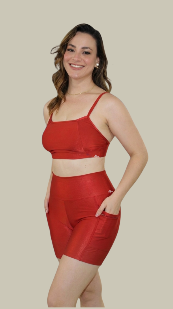 Conjunto Fitness Short Ciclista Wonder Fênix Gym - Terra cota - Imagem 1