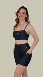 Conjunto Fitness Short Ciclista Wonder  Fênix Gym - Preto
