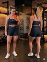 Conjunto Fitness Short Ciclista Wonder  Fênix Gym - Preto - Imagem 4