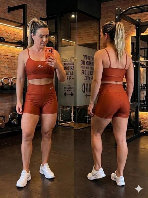 Conjunto Fitness Short Ciclista Wonder Fênix Gym - Terra cota - Imagem 3