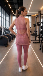 Regata Fitness Tela Respirável  Fênix Gym - Rosa Blush - Imagem 3