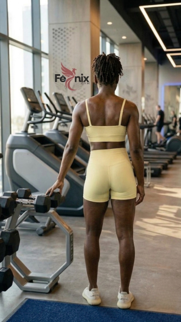 Conjunto Fitness de Short Fênix Gym - Amarelo Manteiga - Imagem 4