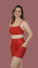 Conjunto Fitness Short Ciclista Wonder Fênix Gym - Terra cota