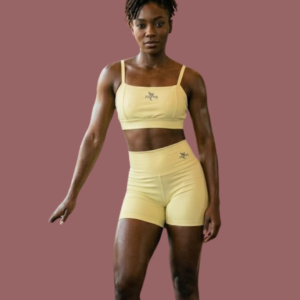 Conjunto Fitness de Short Fênix Gym - Amarelo Manteiga