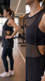 Regata Fitness Tela Respirável Fênix Gym- Preta - Imagem 3