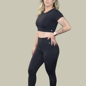 Conjunto Fitness Preto  Fênix Gym - Legging + Cropped
