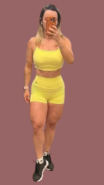Conjunto Fitness de Short Fênix Gym - Amarelo Manteiga - Imagem 5