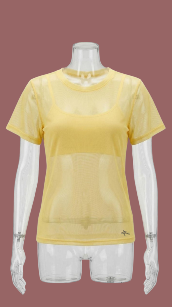 T-shirt em Tulle Fênix Gym - Amarelo Manteiga - Imagem 1