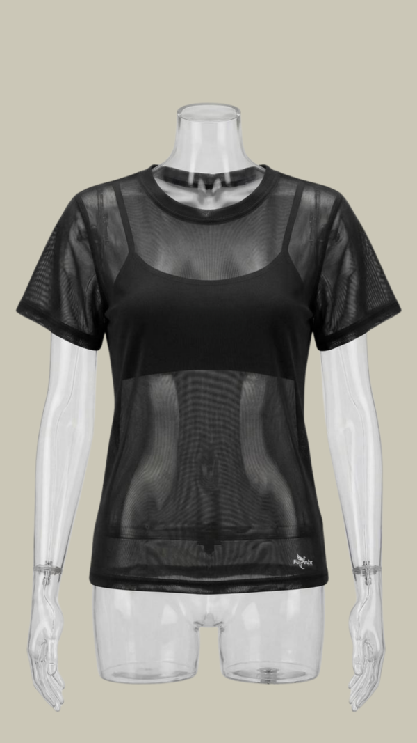T-shirt em Tulle Fênix Gym - Preto - Imagem 1