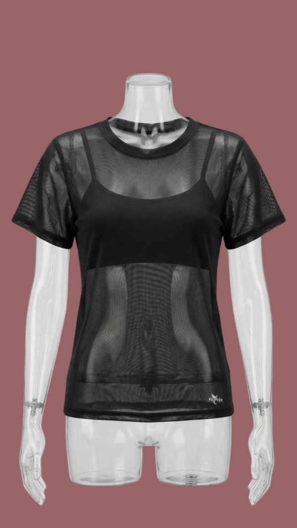 T-shirt em Tulle Fênix Gym - Preto - Imagem 1