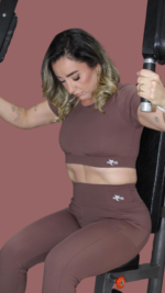 Conjunto Fitness Marron  Fênix Gym - Legging + Cropped