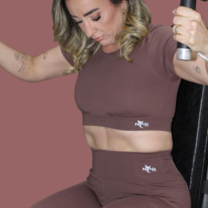 Conjunto Fitness Marron  Fênix Gym - Legging + Cropped
