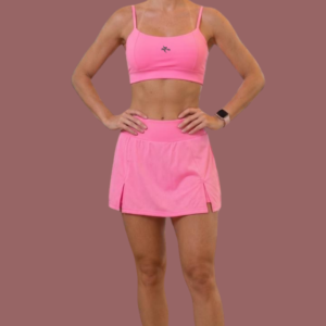 Conjunto Glow Pink: Top Fitness + Saia-Short com Fendas