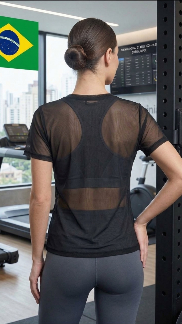 T-shirt em Tulle Fênix Gym - Preto - Imagem 2