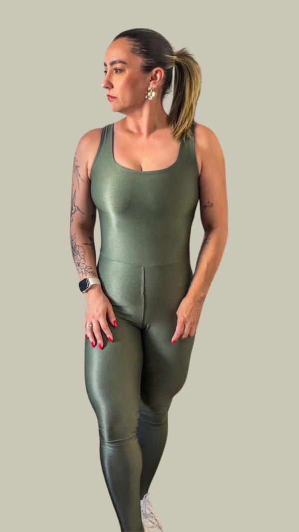 Macacão Fitness Wonder Regata - Verde Croco - Imagem 1